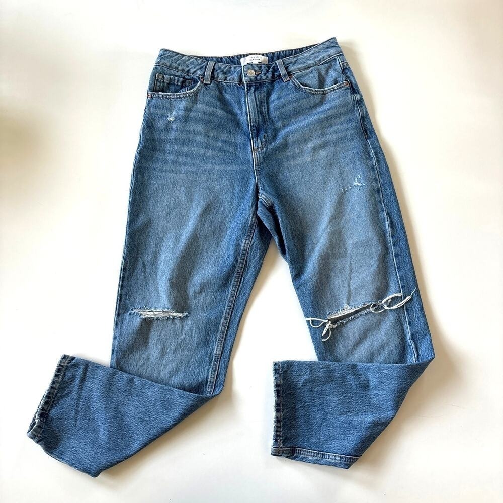 Dynamite Claudia Jeans Size 28 Hi Rise Mom‎ Jean Medium Wash Ripped Distressed